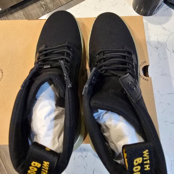 Dr. Martens Combs Boots Black Canvas 30826001 Black / Green Hi Mens Size 10 US - Picture 11 of 16